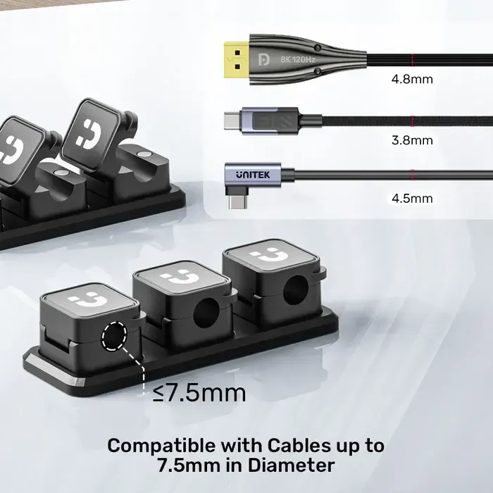 კაბელის დამცავი T1117A, UNITEK, Cable Manager, Magnetic Cable Clips (3pcs Clips + 1pc Base per Box).