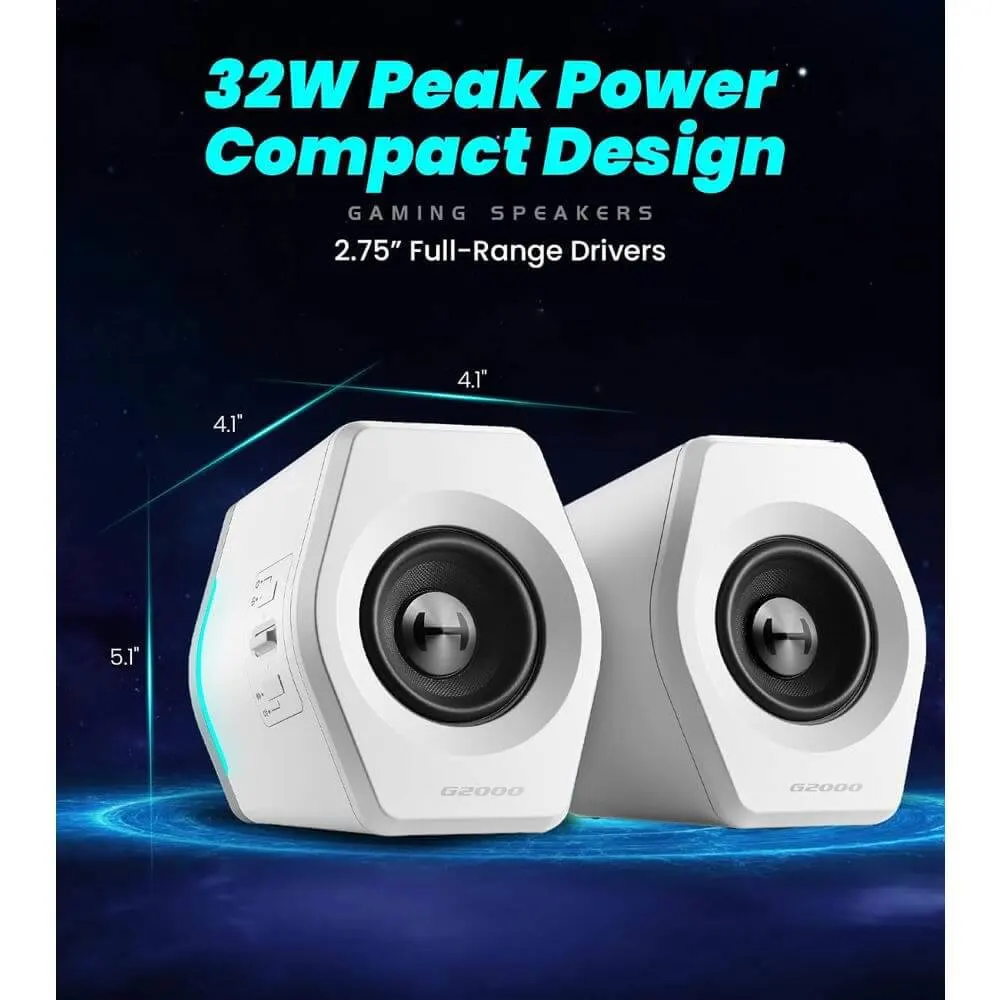 დინამიკი Edifier G2000, 16W, Bluetooth, USB, AUX, Gaming Speaker, White