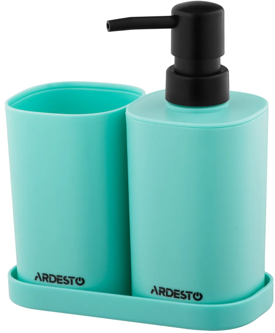 ARDESTO Bathroom set Vigor 380ml, 3 items, polypropylene, blue