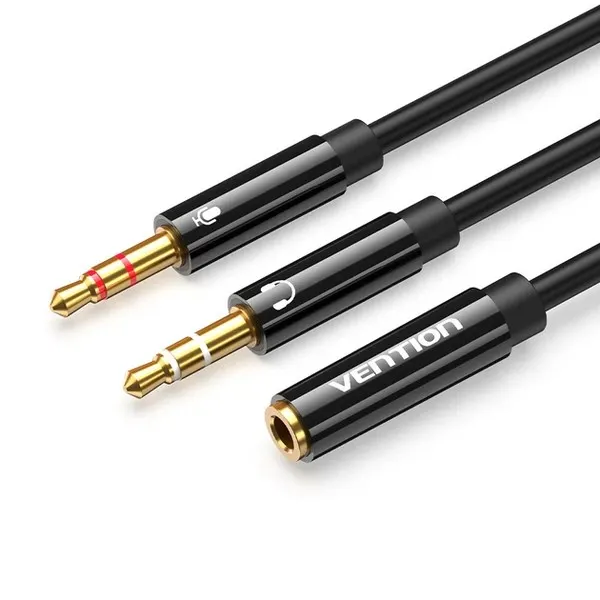 აუდიო კაბელი VENTION 2x3.5mm to 1x3.5mm 0.6M