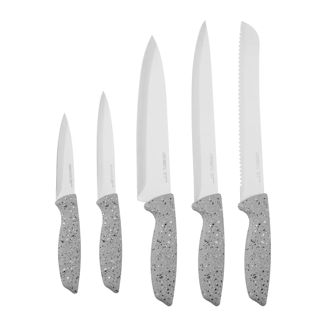 Knives set with block ARDESTO Gemini, 6pcs, stainless steel, plastic, grey