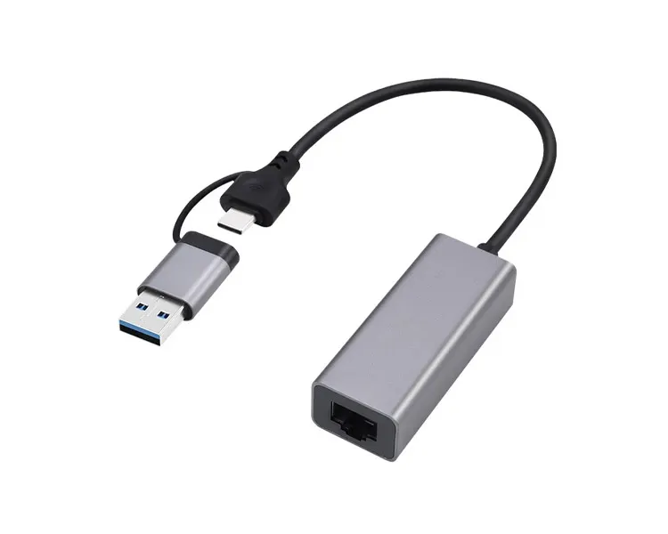 ადაპტერი Gembird A-USB3AC-LAN-01 USB 3.1 + type-C Gigabit network adapter space grey
