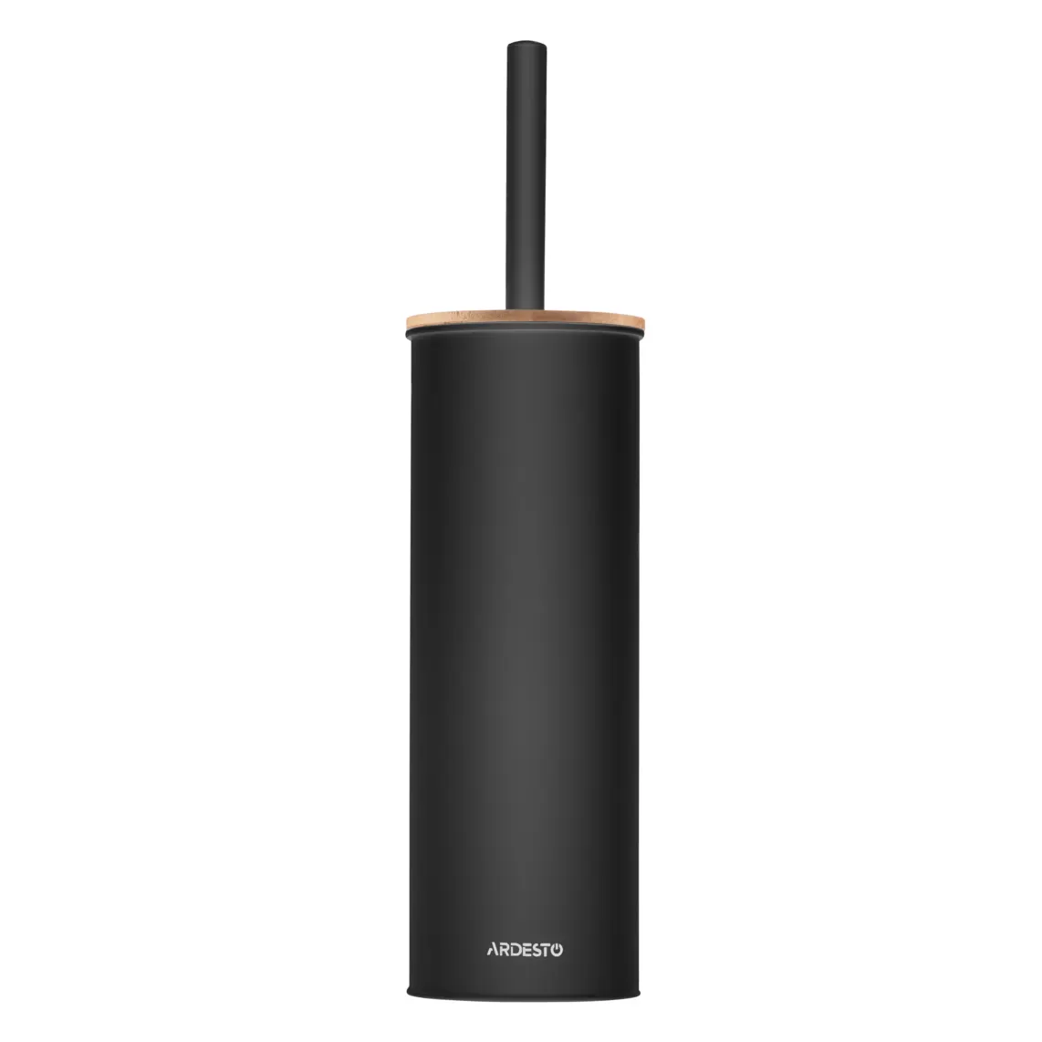 Toilet brush set with stand ARDESTO Minimalism 9.5x27.5/38cm, metal, polypropylene, bamboo, black