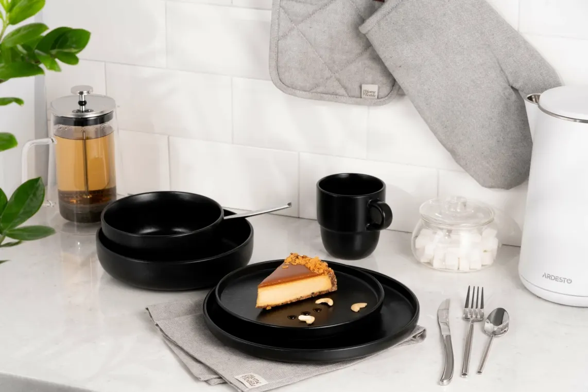 თეფში Ardesto Dessert plate Trento, 20.5cm, ceramics, black