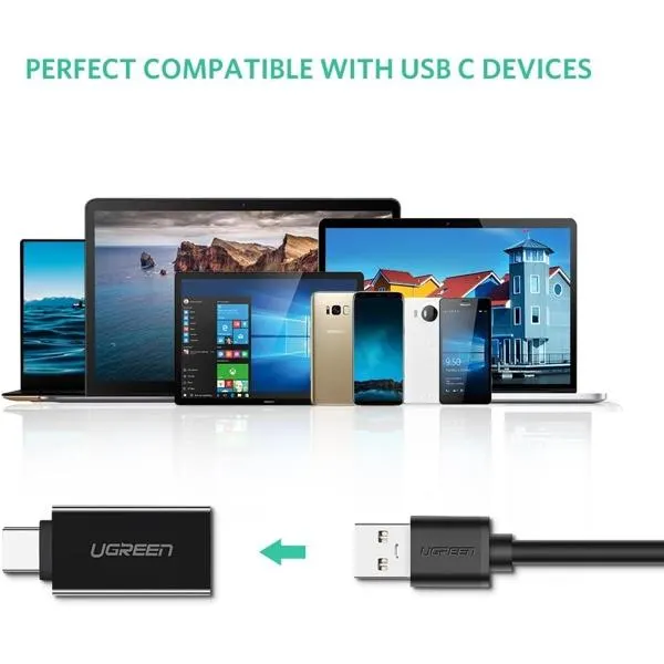 Type-C ადაპტერი US173, UGREEN, Adapter, Type-C 3.1 Male To USB 3.0 female Adapter, Black.