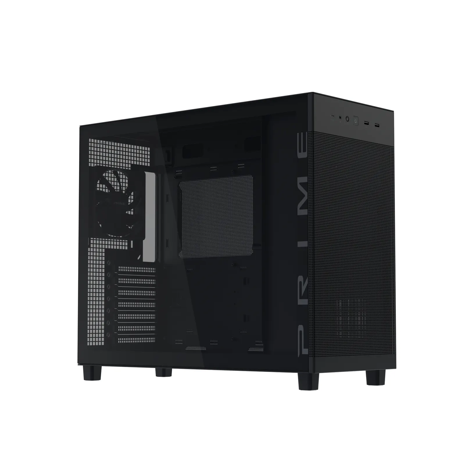 ქეისი ASUS Prime AP303 TG – Mid Tower | ATX/mATX/Mini-ITX | TG | 1×120mm Rear Fan | GPU 360mm | CPU Cooler 165mm | 360mm Radiator | Black