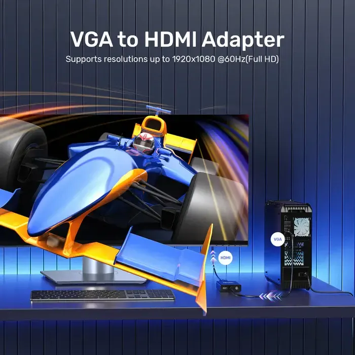 V1112ABK01, UNITEK, VGA to HDMI Adapter with Audio & Power Port
