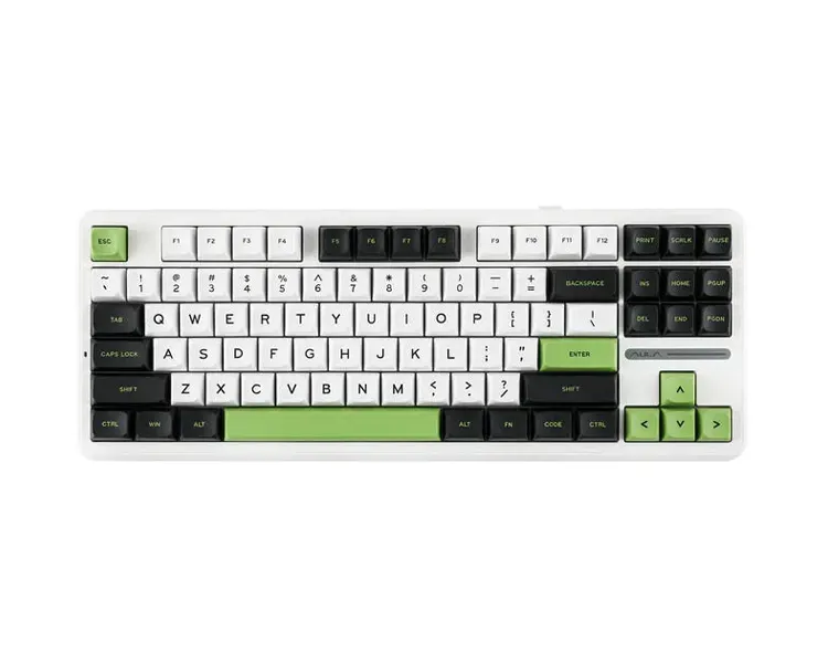 AULA F87 RGB Mechanical Gaming Keyboard black/white/green (Grey Wood Switch)