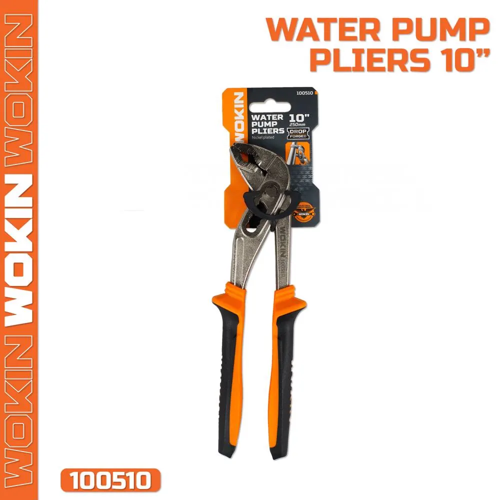ბრტყელტუჩა Wokin 100510, 250mm WATER PUMP PLIERS, Black/Orange