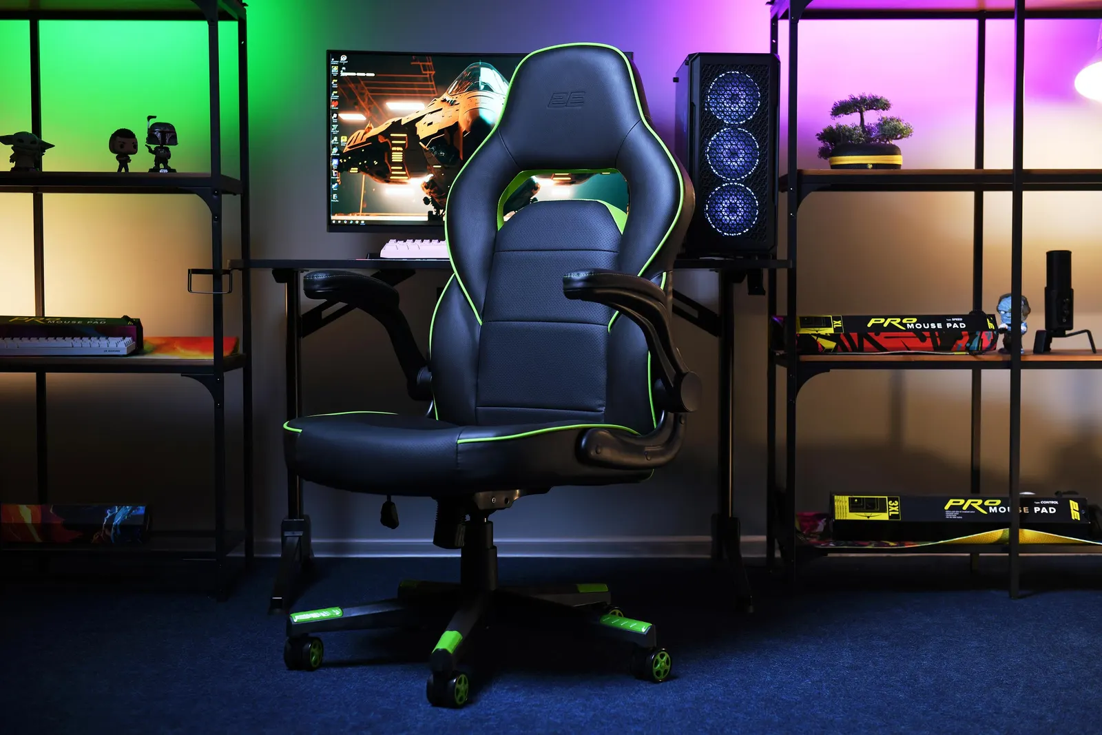 გეიმერული სავარძელი 2E GAMING Chair HEBI Black/Green