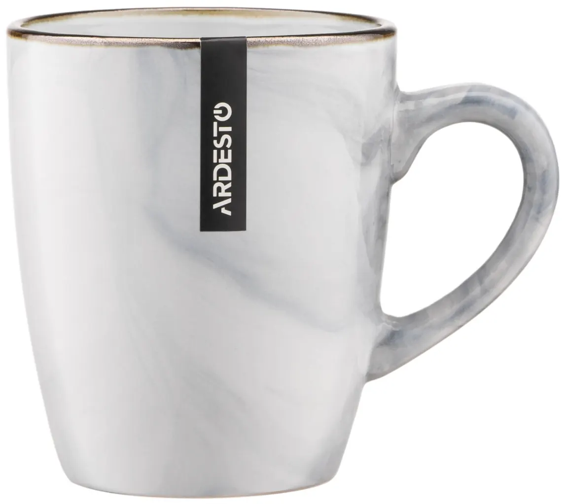 კათხა Ardesto Mug Marmo, 390ml, ceramics, white