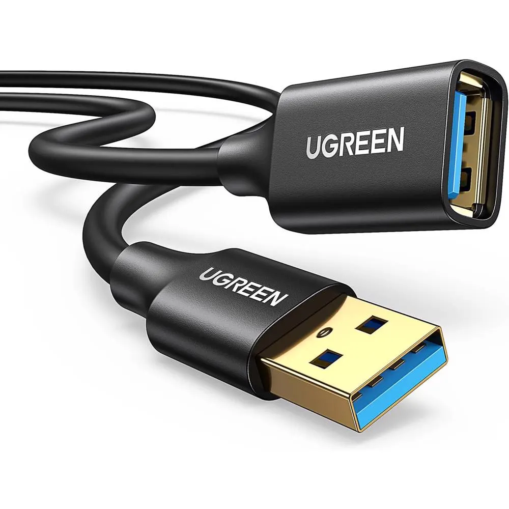 USB დამაგრძელებელი UGREEN US129 (90722), USB 3.0 Male to USB Female, Extension Male Cable, 5m, Black