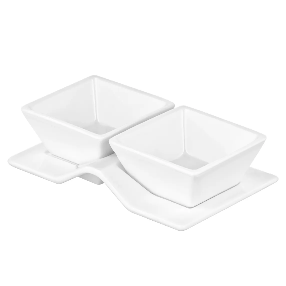 თეფში ARDESTO Set for snack, 3pcs, porcelain, white