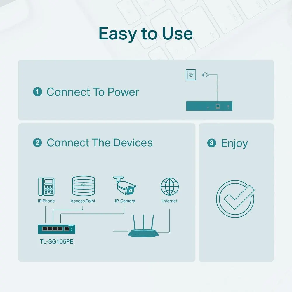 TP-Link, TL-SG105PE, 5-Port Gigabit Easy Smart Switch with 4-Port PoE+