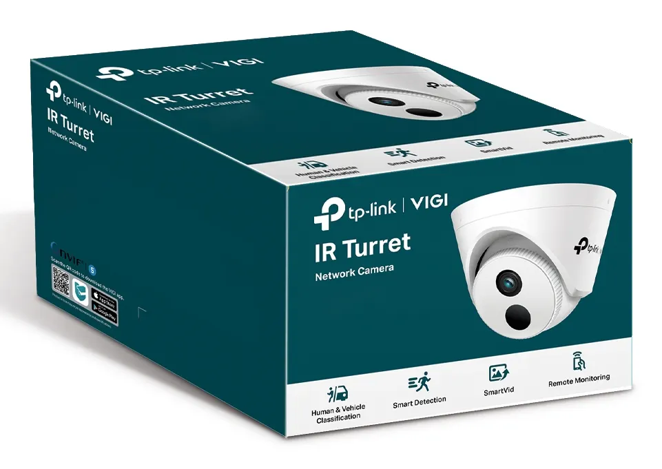 TP-LINK VIGI C430I IR Turret Network Camera - Indoor, 3MP, 2304 × 1296, 2.8mm Lens, 117.9° Diagonal Viewing Angle, IR Cut Filter, RJ-45, PoE/12V DC