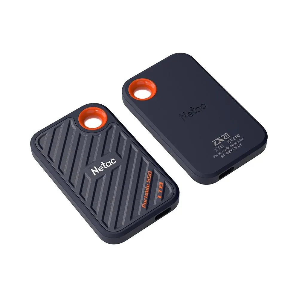 NETAC, ZX20, External SSD, 001T, USB 3.2 Gen 2x2, R/W up to 2000/1800MB/s,Ultra-light plastic,USB C to A cable,20Gbps USB C c.