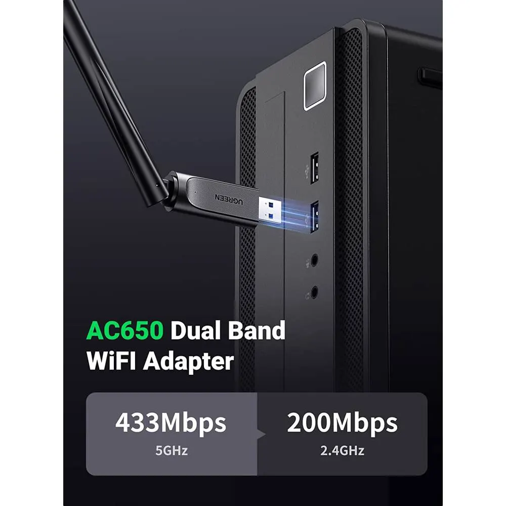 Wifi ადაპტერი UGREEN CM496 (90339), Wifi Adapter, Black