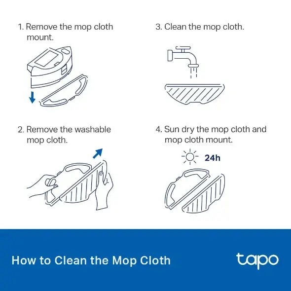 რობოტი მტვერსასრუტი TP-Link, Tapo RVA300, Robot Vacuum Washable Mop Cloth (3 Pcs)