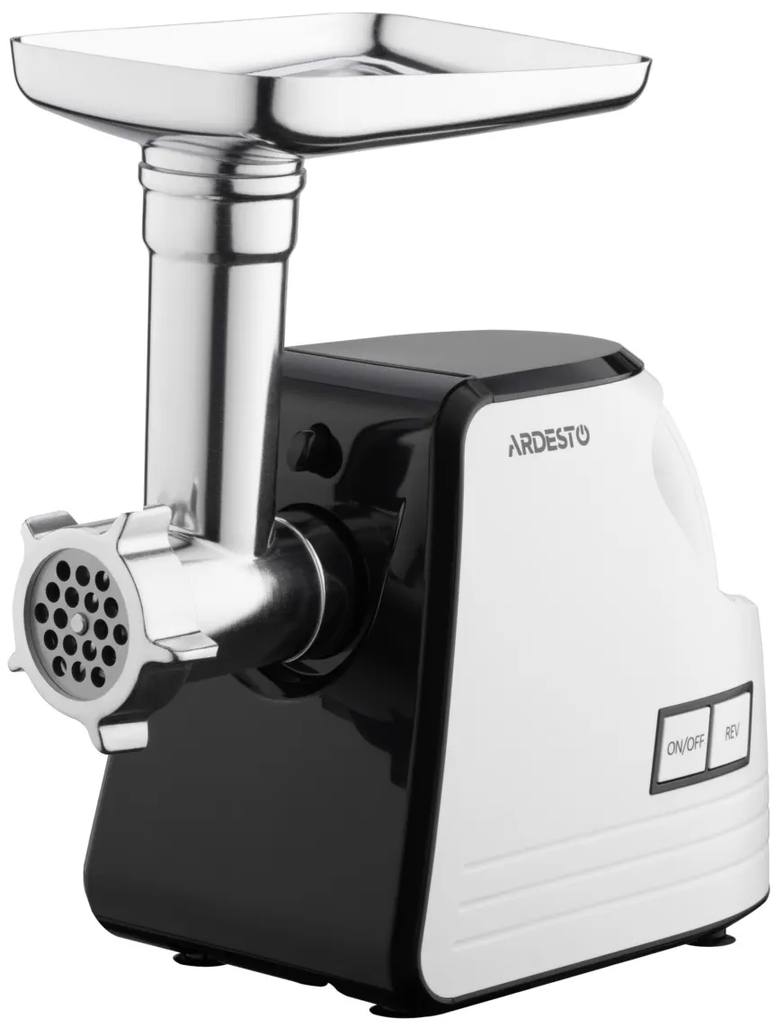 ხორცსაკეპი მანქანა Ardesto Meat grinder, 2300W, prod.-2.2kg/min, 4 cutting plates+for sausag.plates, tomato juicer, plastik, white-black