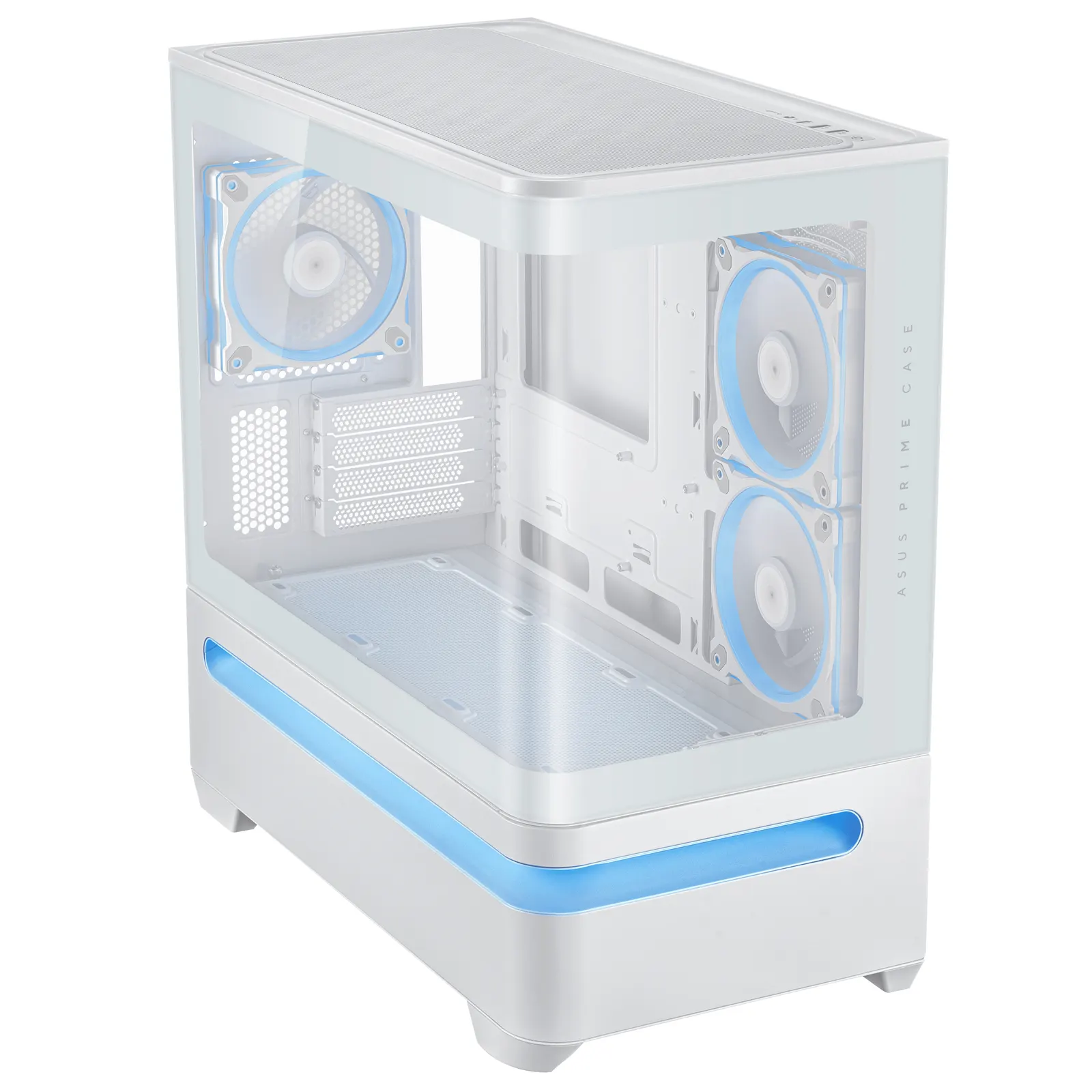 ASUS Prime AP202 Tempered Glas, without PSU, 2xUSB3.2, 1xUSB Type-C, Tempered Glass side, mATX, WHITE 90DC00P3-B19000