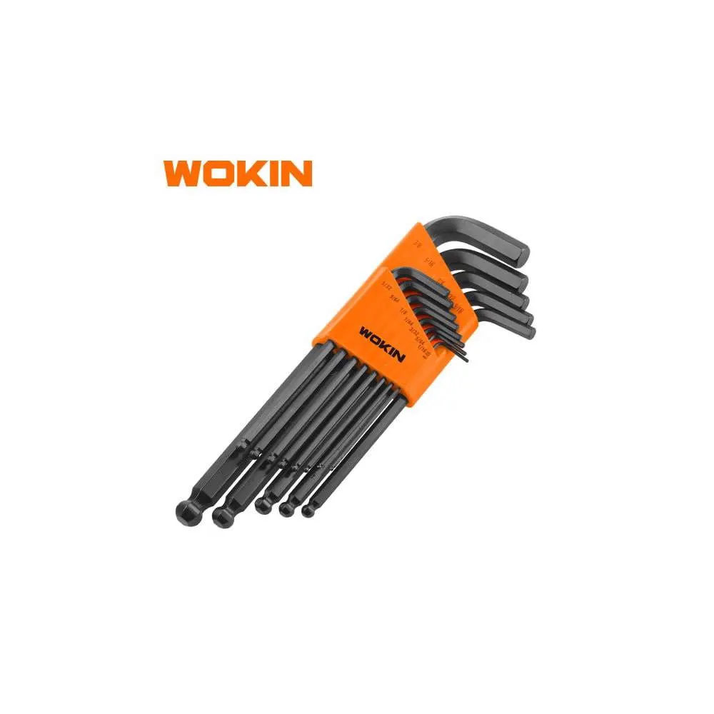 ექვსკუთხა სახრახნისის ნაკრები Wokin 208613, 13Pcs ALL POINT LONG ARM HEX KEY SET (INCH), Black