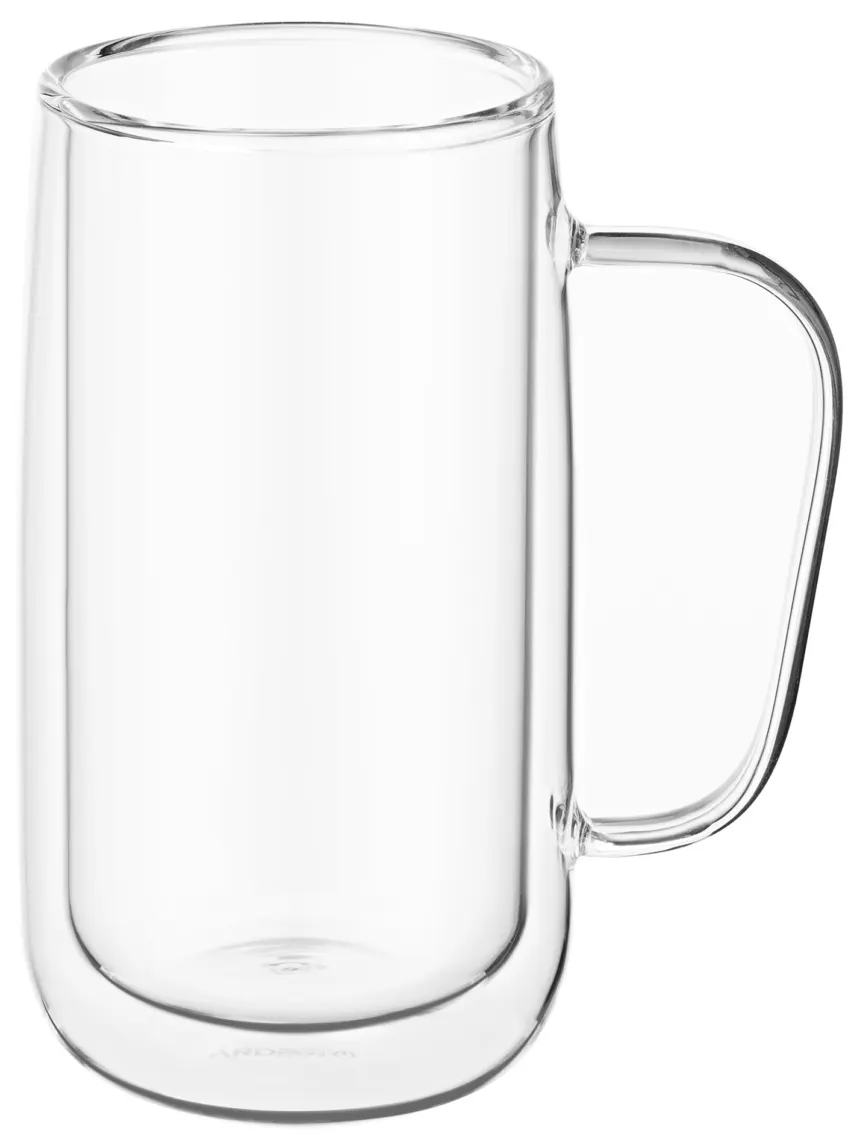 Ardesto Doublewall mug set with handles, 400ml, 2pcs, borosilicate glass, transparent
