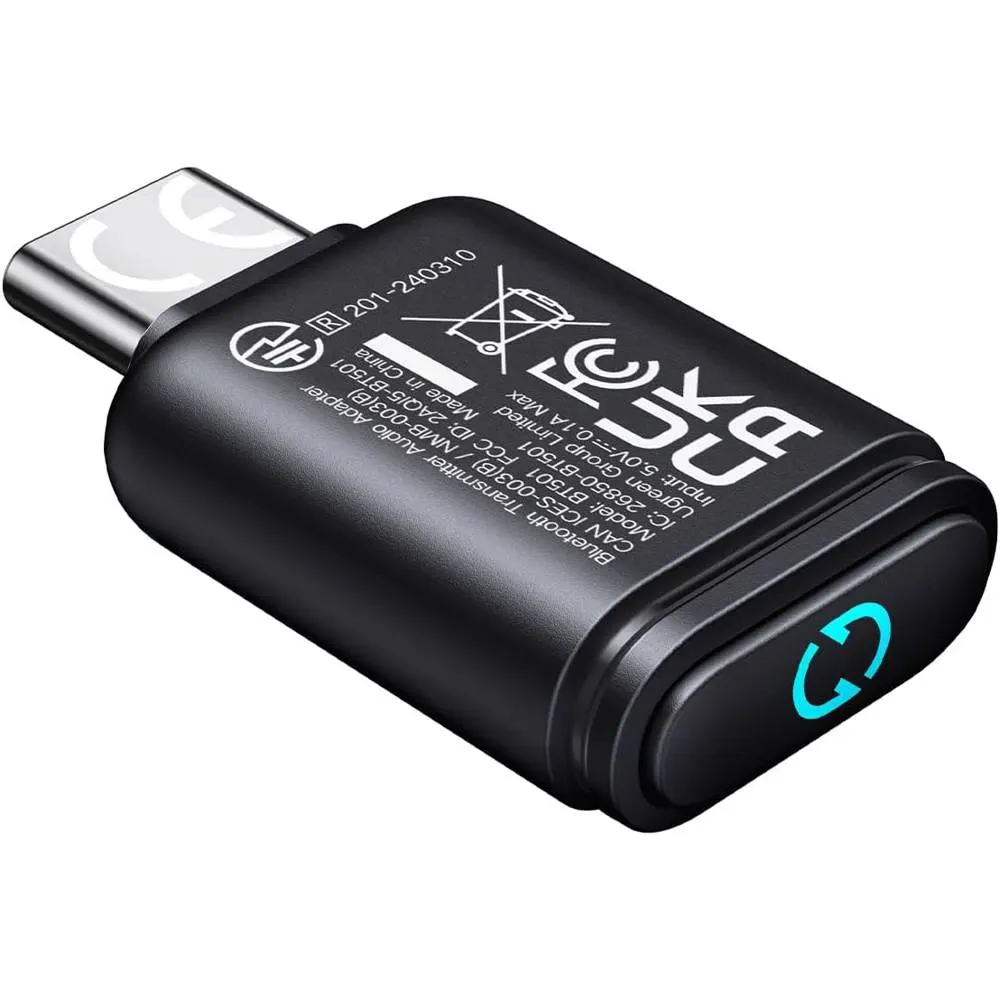 Bluetooth ადაპტერი UGREEN BT501 (45008), Bluetooth Transmitter Audio Adapter fOR PS5, Black