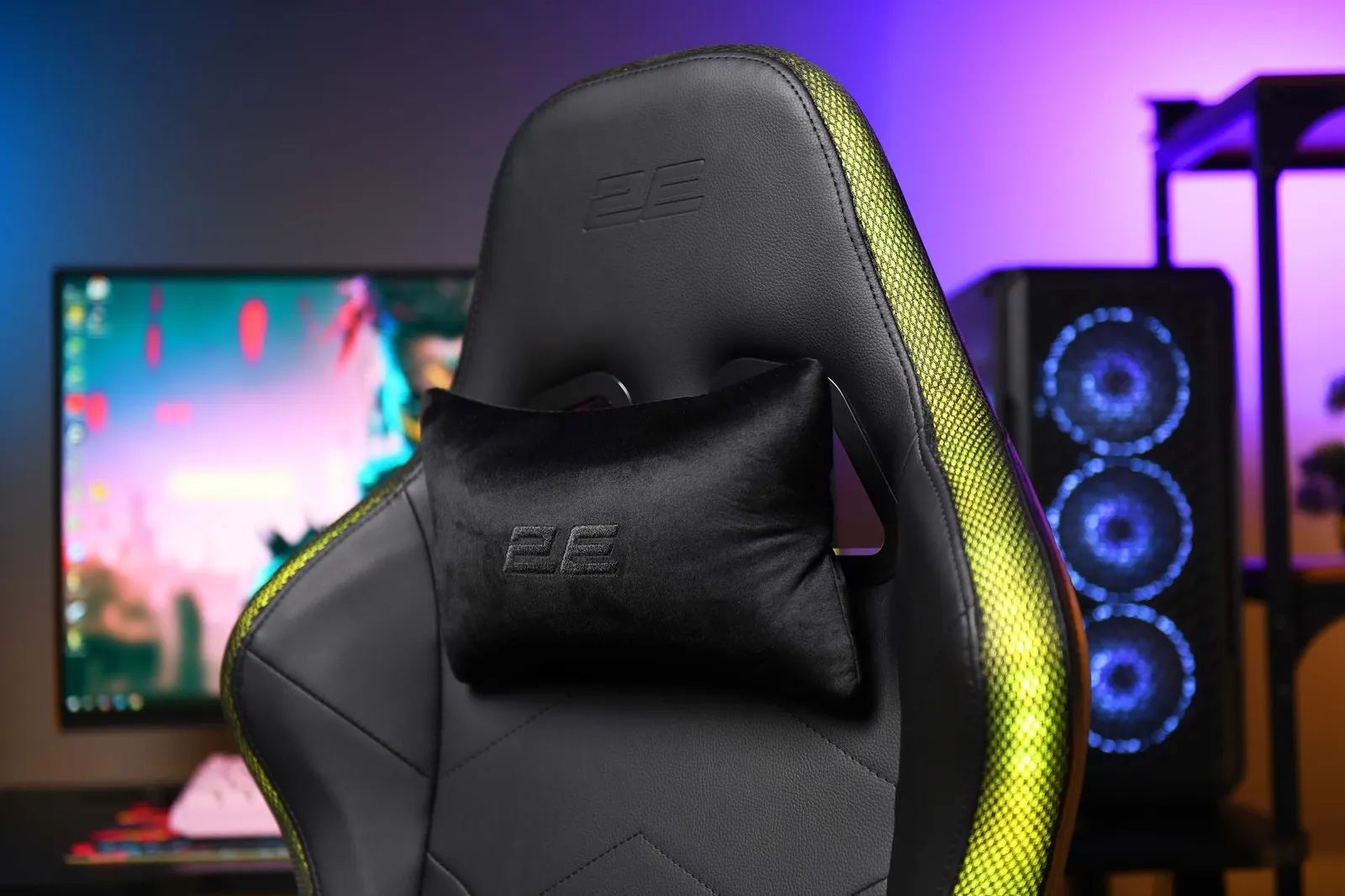 2E GAMING Chair OGAMA II RGB, PU Leather, 3D-Armrests, black