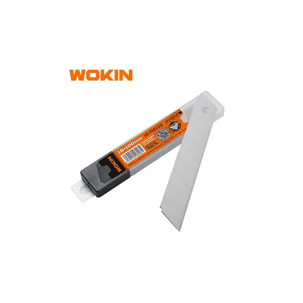 საკანცელარიო დანის პირები Wokin 300818, 18mm 10Pcs, Blade Set, Silver