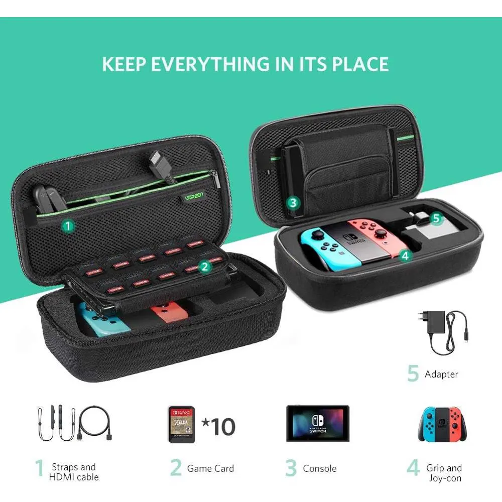 Organizer UGREEN LP145 (50275), Case Box For Nintendo Switch And Accessories, Black