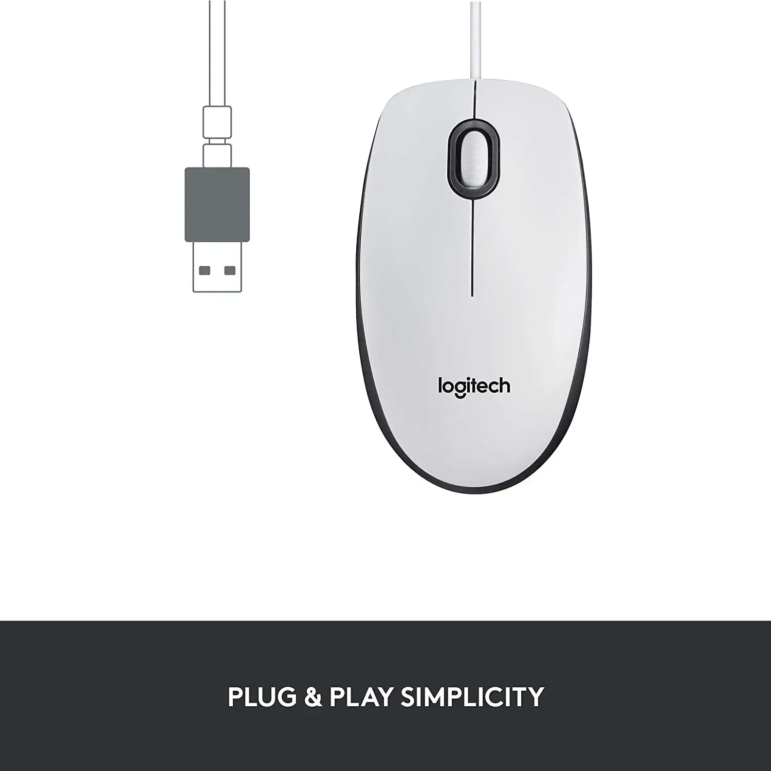 logitech, M100, Mouse White