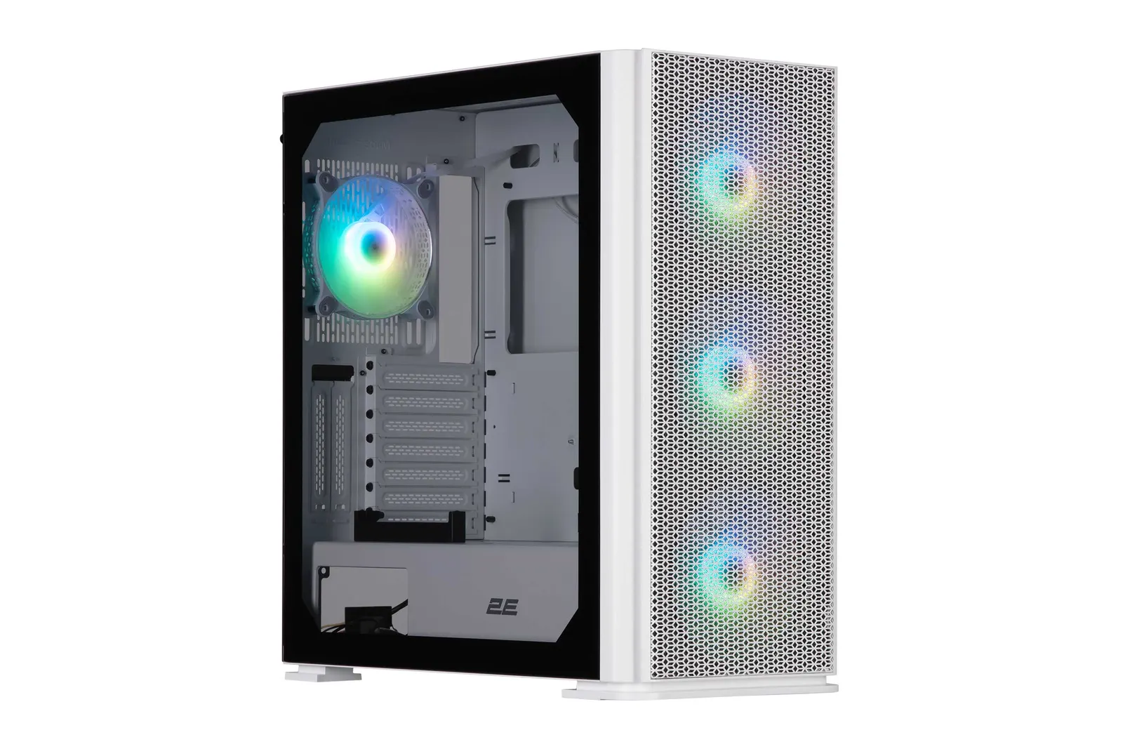 ქეისი 2E GAMING PC case Vertex GI01W without PSU, 2xUSB3.0, 1xUSBType-C, 3x140mm ARGB, 1x120mm ARGB, VGA 380mm, LCS ready, controller with remote, TG Side Panel, EATX, white