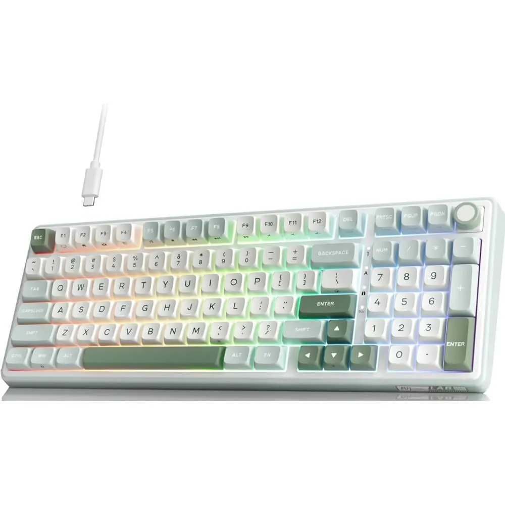 კლავიატურა Royal Kludge RK R98PRO-SK-XW RGB Mechanical Keyboard, Beige Switch, Hot Swappable, Wired, Sky Cyan