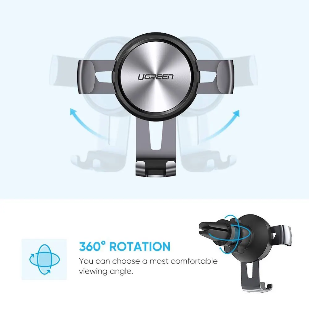 მობილურის დამჭერი UGREEN LP130 (50564), Gravity Drive Air Vent Mount Phone Holder, Gray