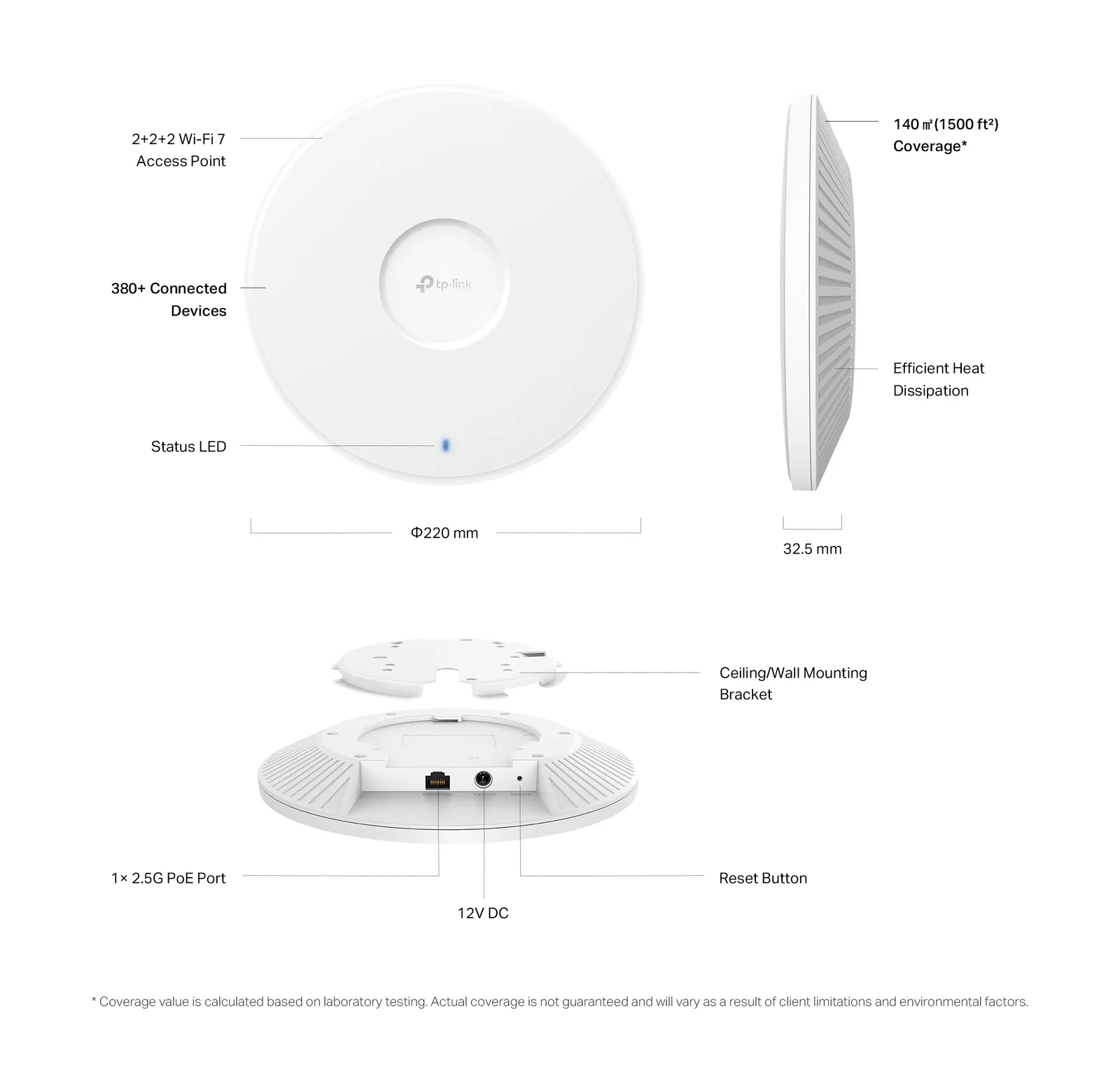 Wi-Fi დაშვების წერტილი TP-Link Omada EAP772 Ceiling Mount WiFi 7 Access Point