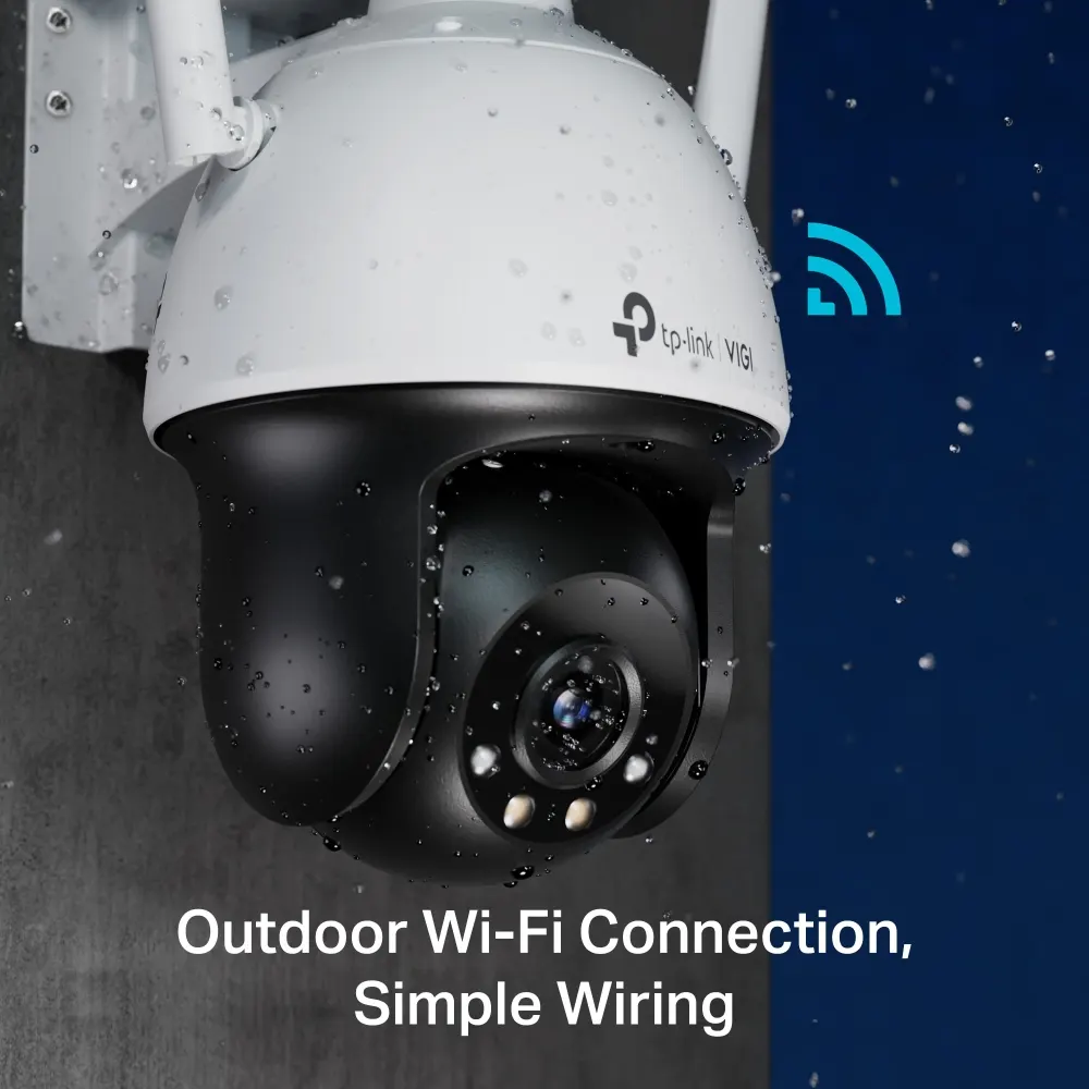 TP-Link VIGI C540-W Full-Color Wi-Fi Pan Tilt Network Camera - Outdoor, 4MP, 2560 × 1440, 4mm Lens, 93° Diagonal Viewing Angle, Full-Color Night