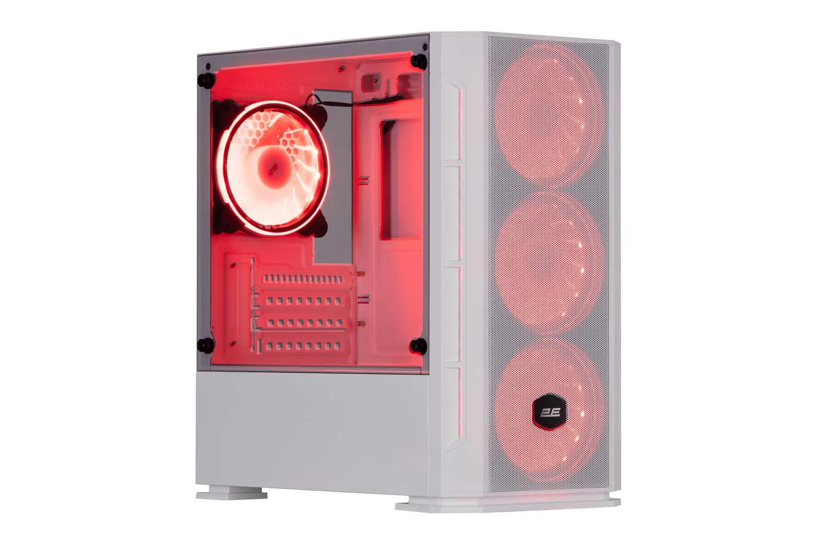 2E Gaming Computer case Calleo GB700W, without PSU, 2xUSB 3.0, 1xUSB 2.0, 4x120mm ARGB, controller with remote, TG Side Window, mATX, White
