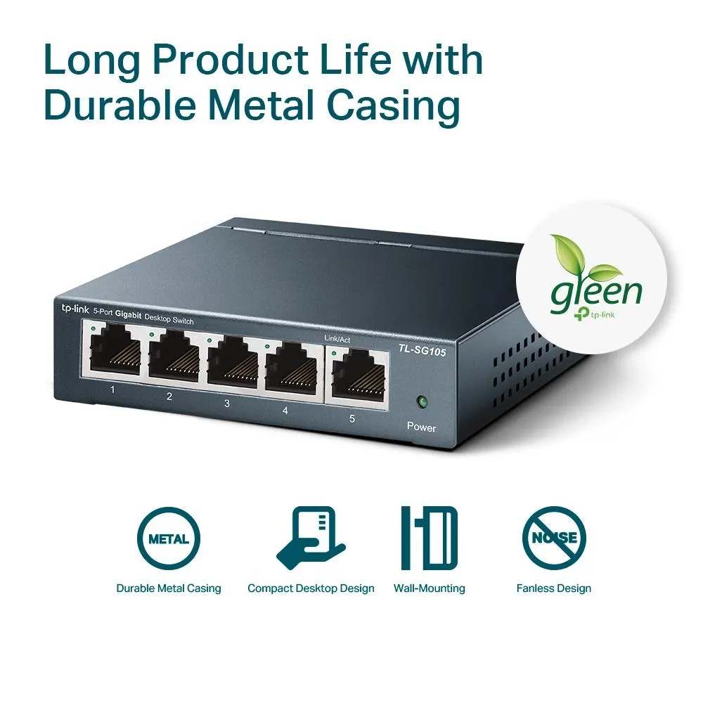 სვიჩი TP-Link, TL-SG105, 5-Port 10/100/1000Mbps Desktop Switch