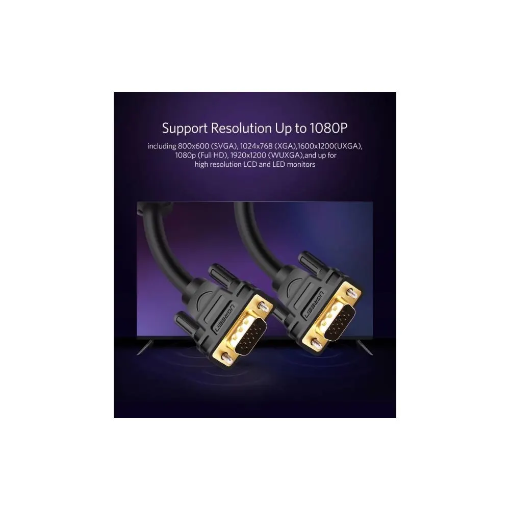 UGREEN VG101 (11634) VGA Male to Male Cable, 15m, Black