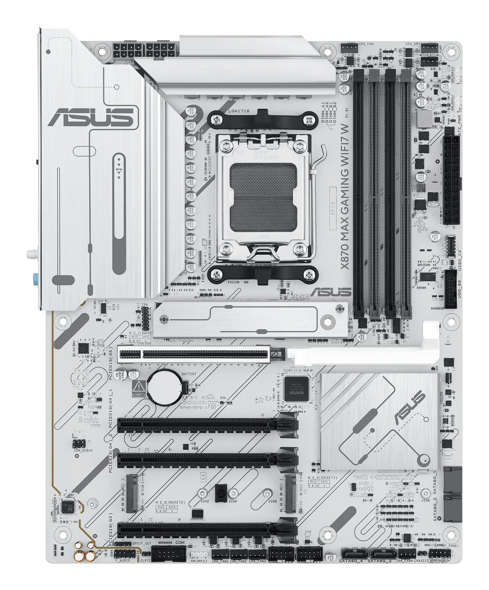 დედაპლატა ASUS Motherboard X870 MAX GAMING WIFI7 W sAM5 X870 4xDDR5 M.2 HDMI USB Type-C WiFi BT ATX white