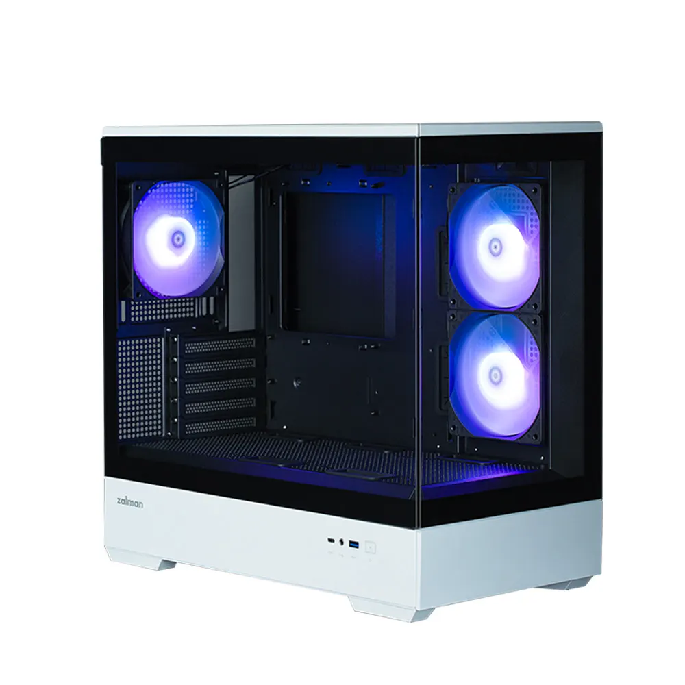 ქეისი Zalman PC case P30 without PSU, 1xUSB3.0, 1xUSBType-C, 3x120mm ARGB, VGA 420mm, LCS ready, TG Side Panel, mATX, black/white