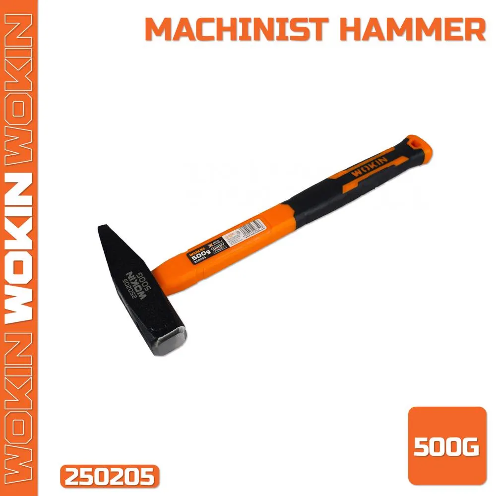 Metal hammer with rubber handle Wokin 250205, 500G, Hammer, Black/Orange