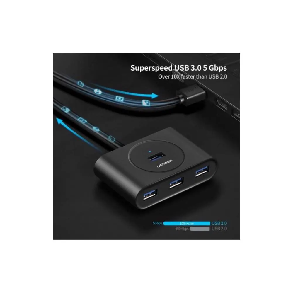 UGREEN CR113 (20291) NEW USB 3.0 4 Ports Hub with 2.0 OTG Black 1M