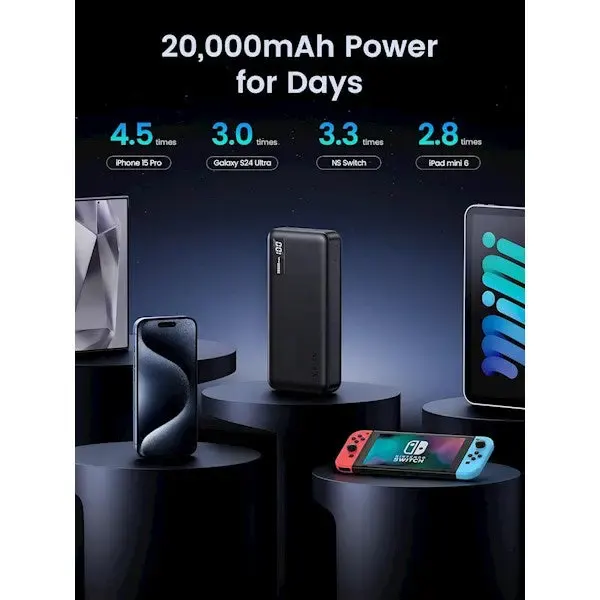 UGREEN, PB312(25683), Power Bank, 2000mAh, USB Type-C Two-way, Black.