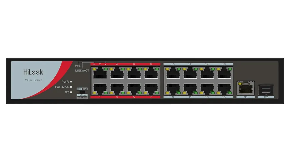 PoE სვიჩი - 16 PoE (at/af) პორტი, არამართვადი, HiLook, HiLook By HIKVISION NS-0318P-130(C)