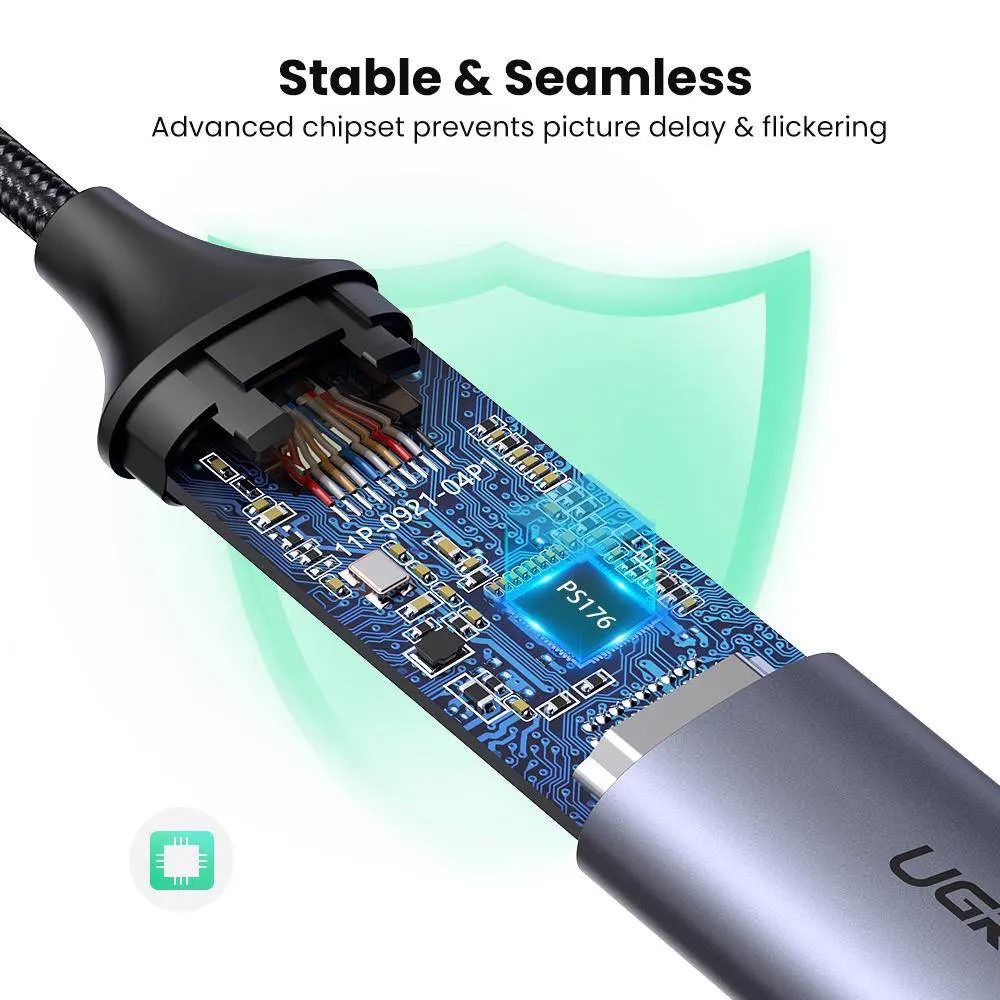 USB ადაპტერი UGREEN CM297 (70444), Type-C to HDMI Convertor, Gray