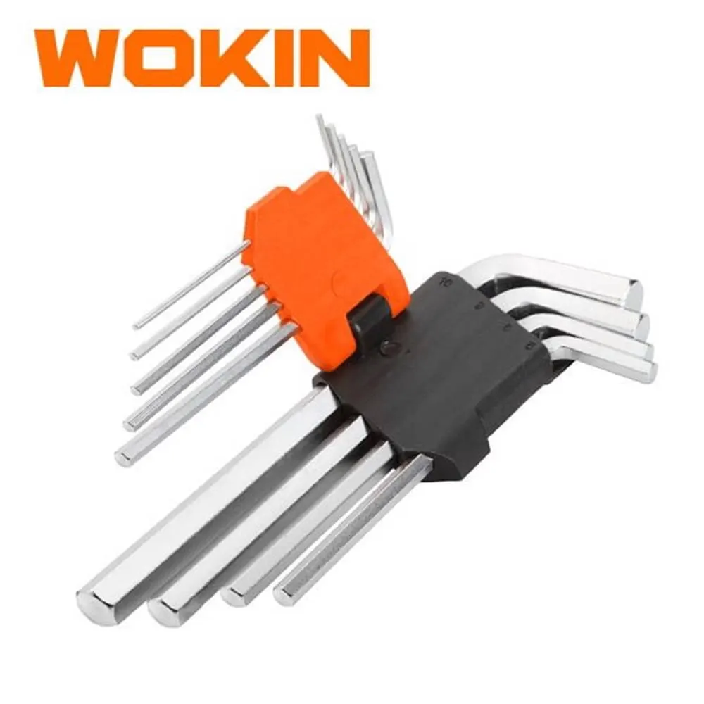 ექვსკუთხა სახრახნისის ნაკრები Wokin 207209, 9Pcs, Long Arm Hex Key Set, Silver