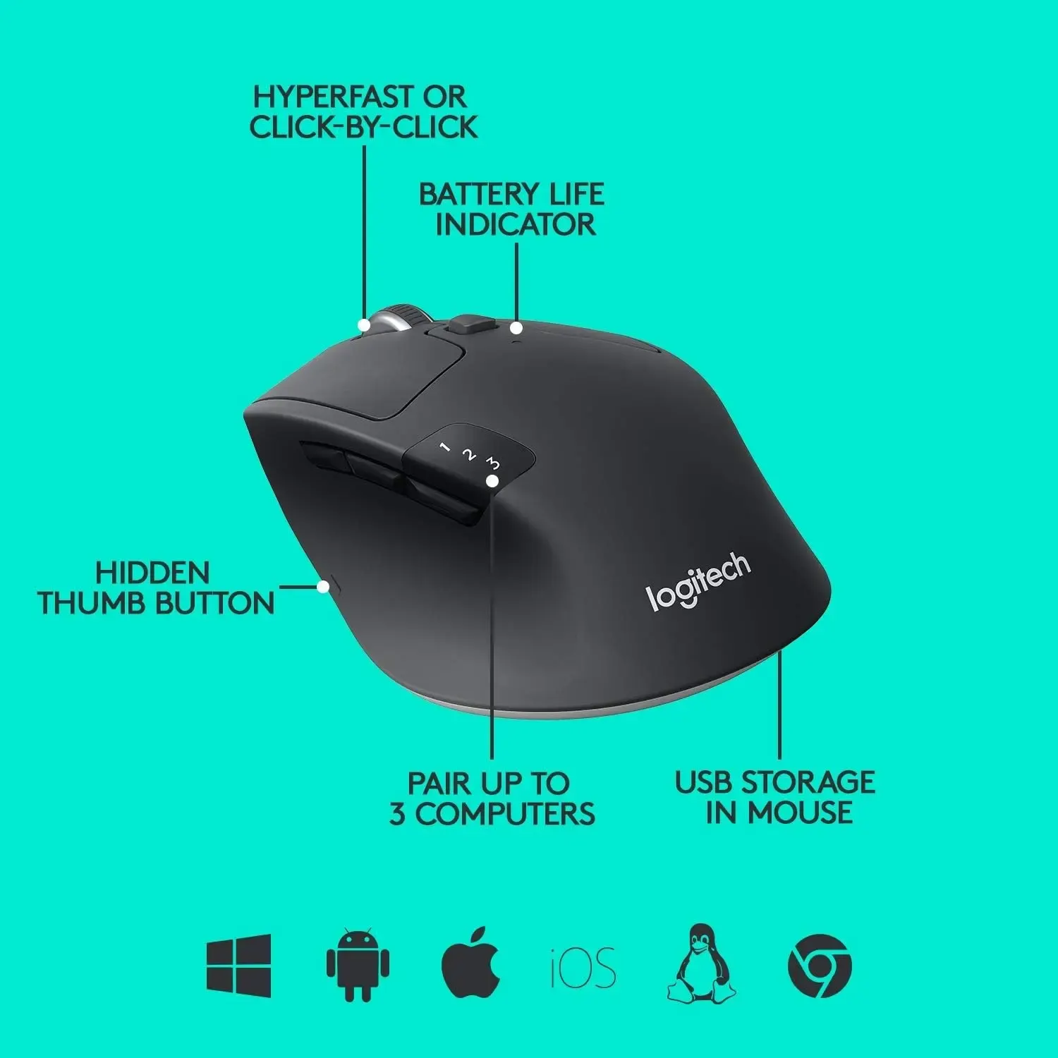 მაუსი logitech, M720, Mouse Black