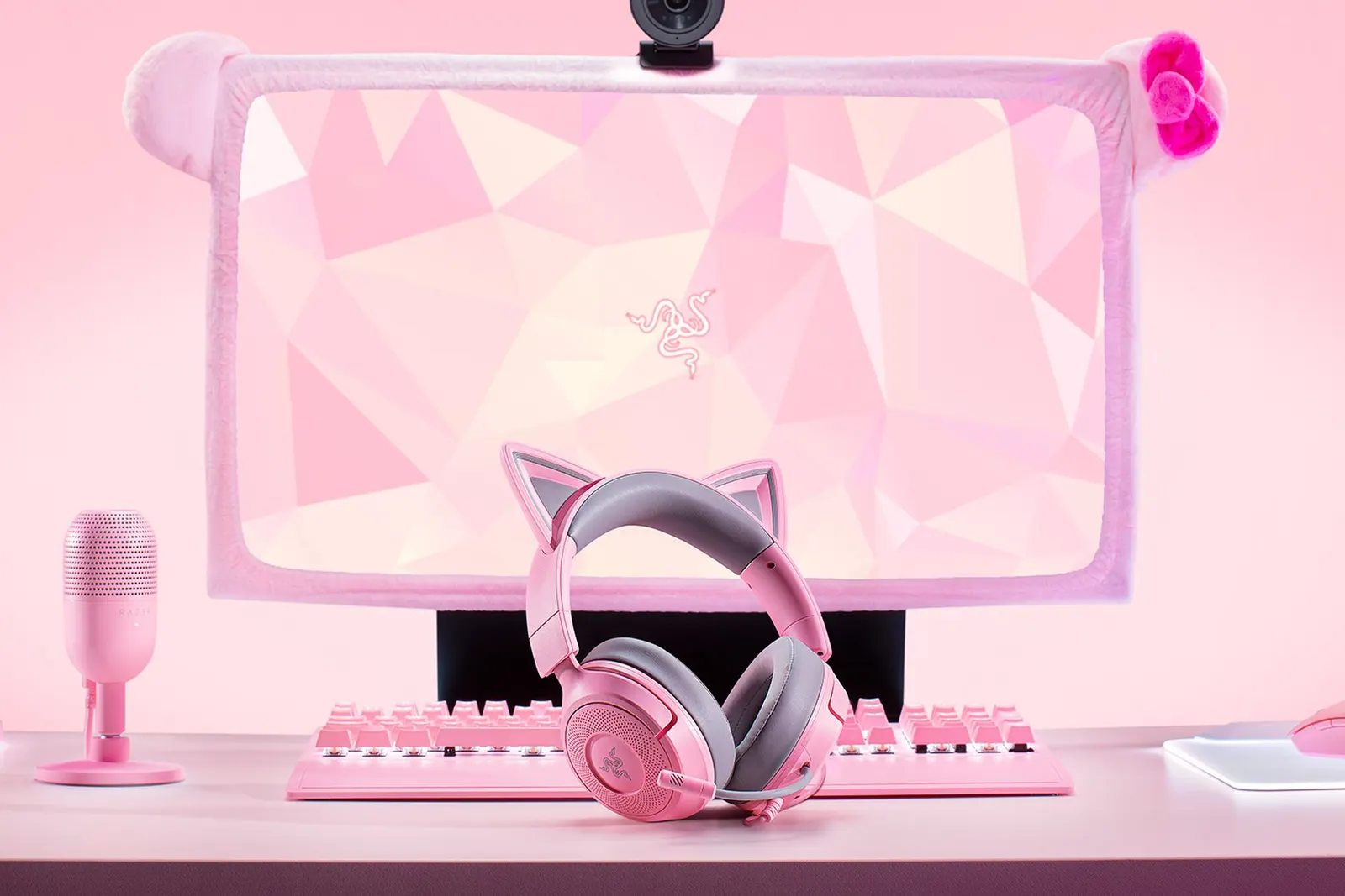 ყურსასმენი Razer Headset Kraken Kitty V3 X, mini-jack, 1.3m, quartz