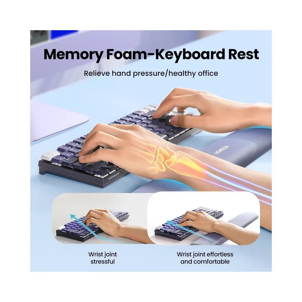 კლავიატურის მაჯის საყრდენი UGREEN LP669 (25247), Ergonomic Keyboard Wrist Rest, Grey
